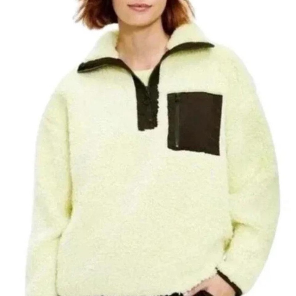 Lou & Grey Cream Teddy Jacket with Black Accents